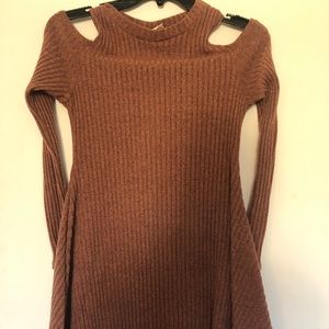 Brown Cold Shoulder Dress - size small